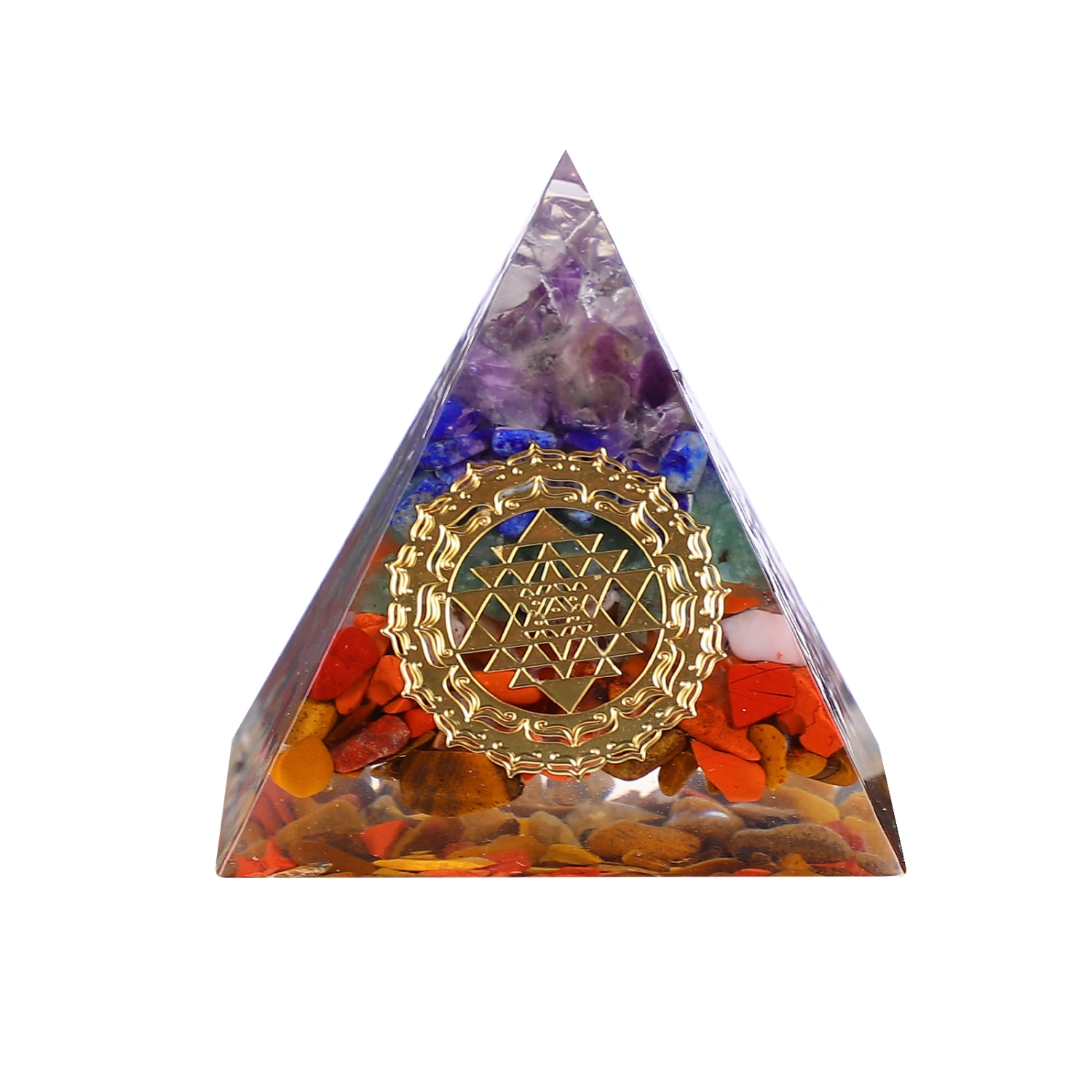 1pc Crystal Pyramid Model Decorative Fengshui Ornament Home Art Ware Model