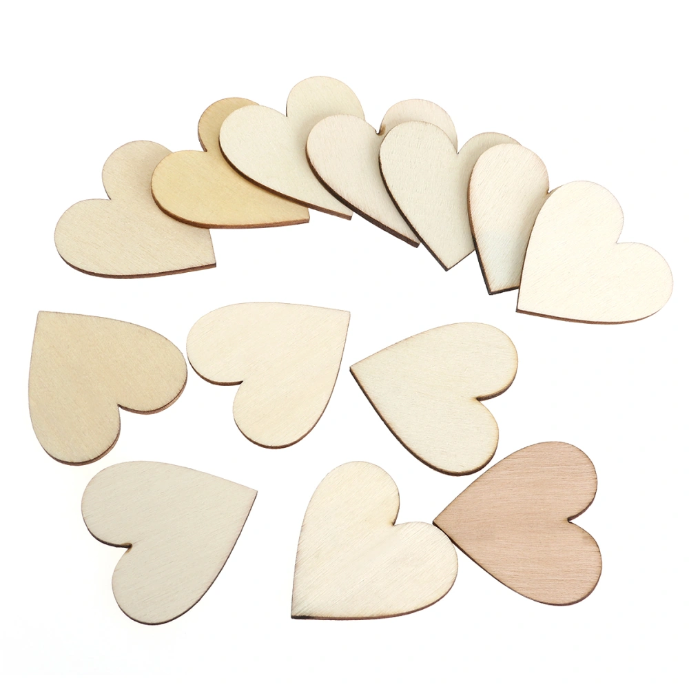 100pcs 40mm Blank Heart Wood Slices Discs for DIY Crafts Embellishments