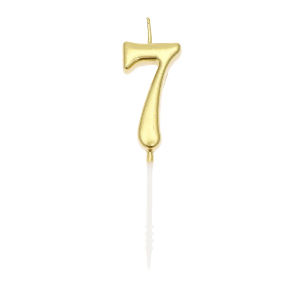 Gold Glitter Happy Birthday Numeral Candles Number Candles Cake Topper Decoration for Adults Kids Party (Number 7)