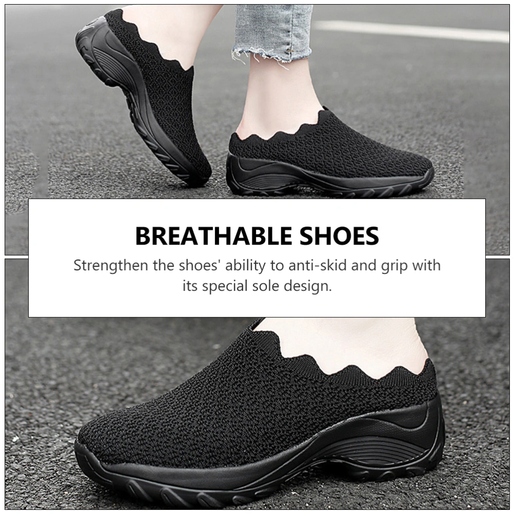 1 Pair of Thick Sole Casual Shoes Woman Leisure Shoes Breathable Footwear