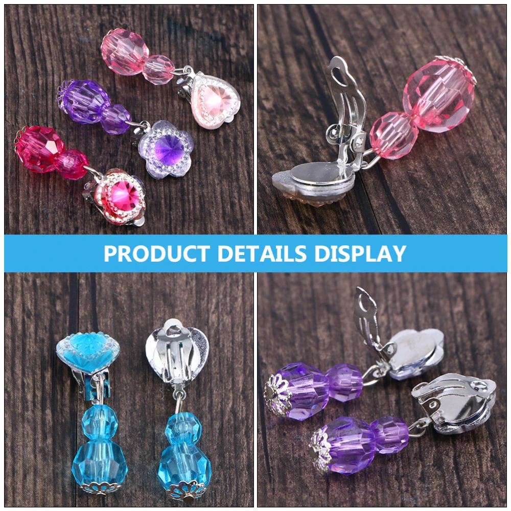 8 Pairs Children Ear Clips Earrings Acrylic Earrings Beautiful Ear Decoration