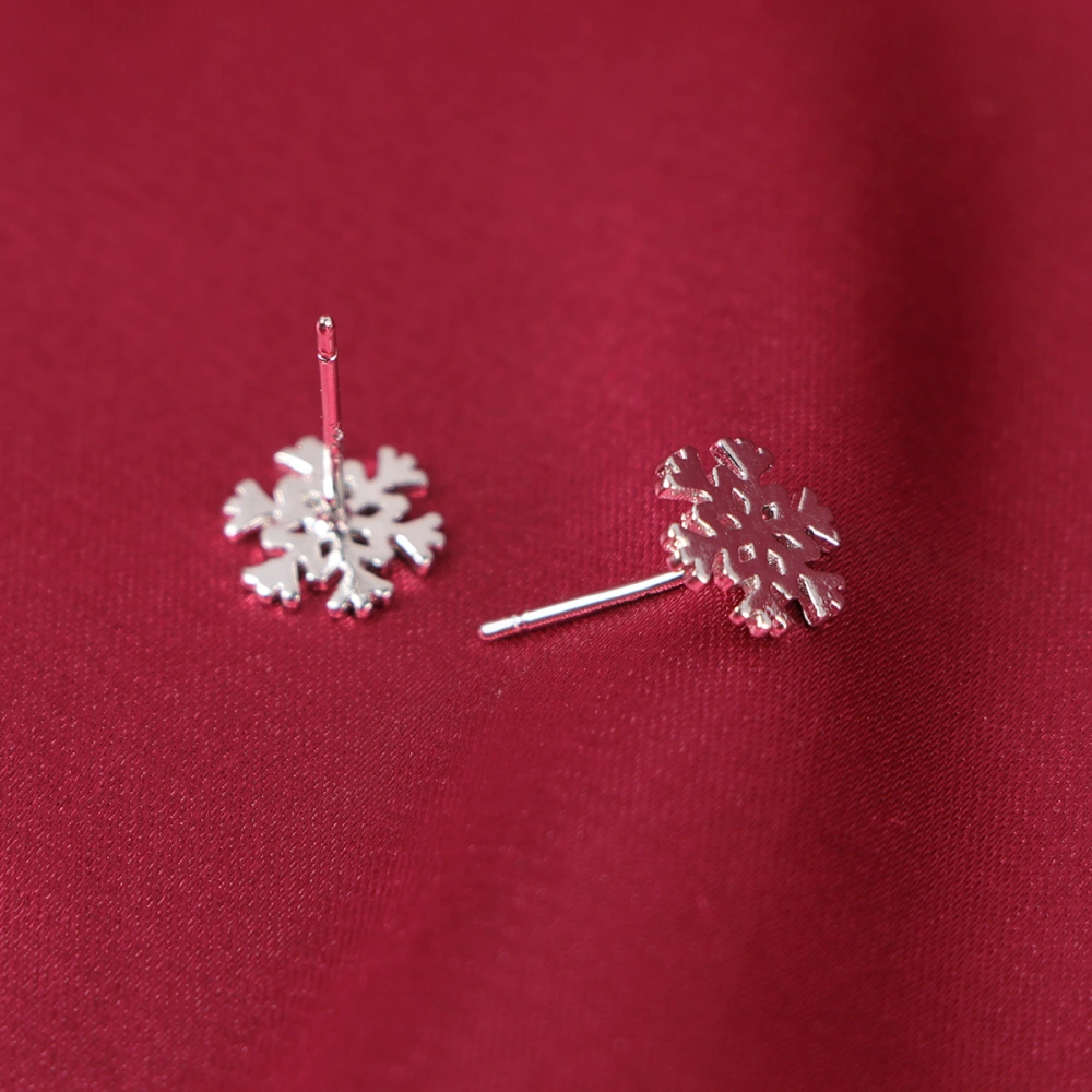 3 Pairs Snowflake Earrings Christmas Earring Studs Delicate Eardrop Silver Fashion Ear Jewelry Gift for Women