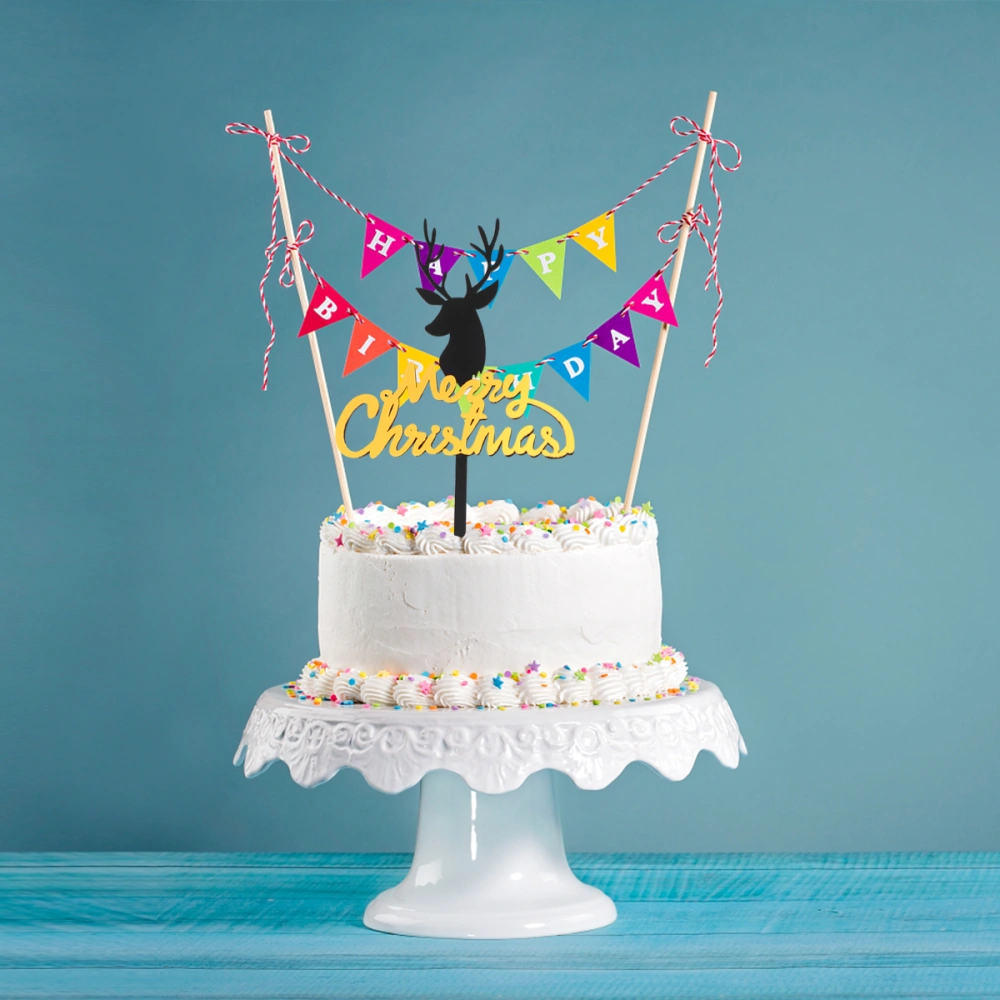 5pcs Deer Shape Christmas Cake Topper Cake Picks Acrylic Cake Decoration for DIY