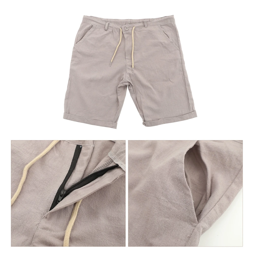 Men Sports Linen Shorts Fitness Breathable Shorts Solid Color Casual Pants