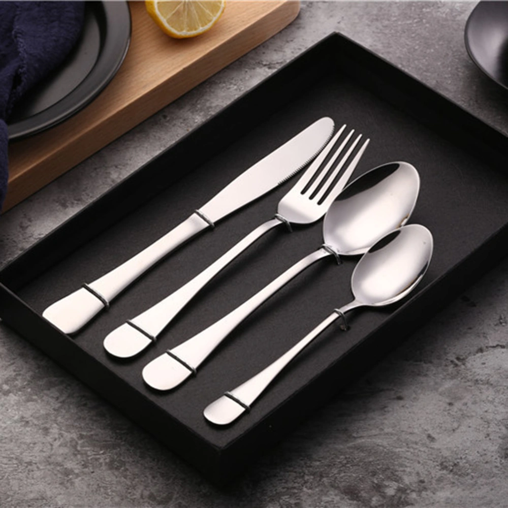 4pcs Flatware Silverware Set Stainless Steel Cutlery with Spoon and Fork (Silver)