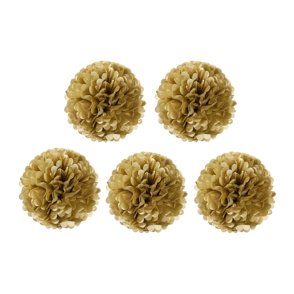 5pcs 8" Gold Tissue Paper Pom Pom Flower Ball