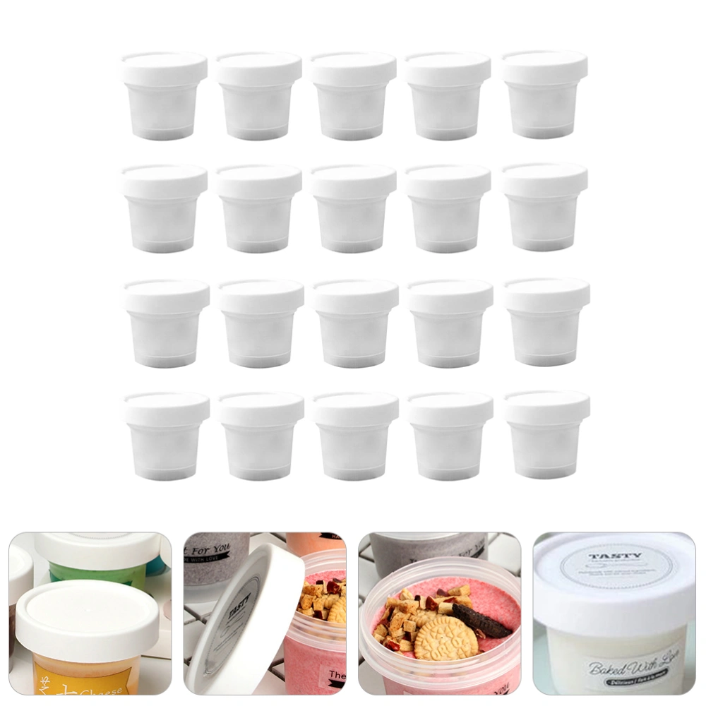 20Pcs 100ml Dessert Cups with Lids Ice Cream Pudding Cups Compact Snack Bowls