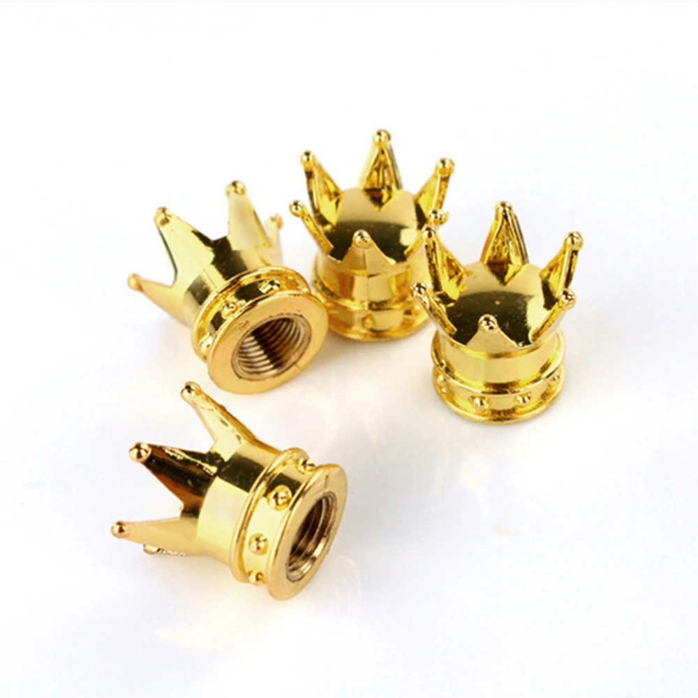 4pcs Crown Type Auto Car Tire Caps Covers (Golden)