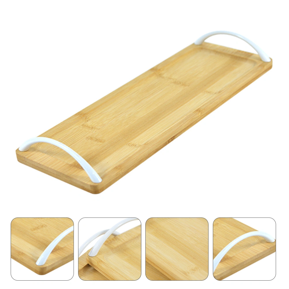 Home Rectangular Japanese Bamboo Tea Tray Zinc Alloy Handle Bamboo Pallet