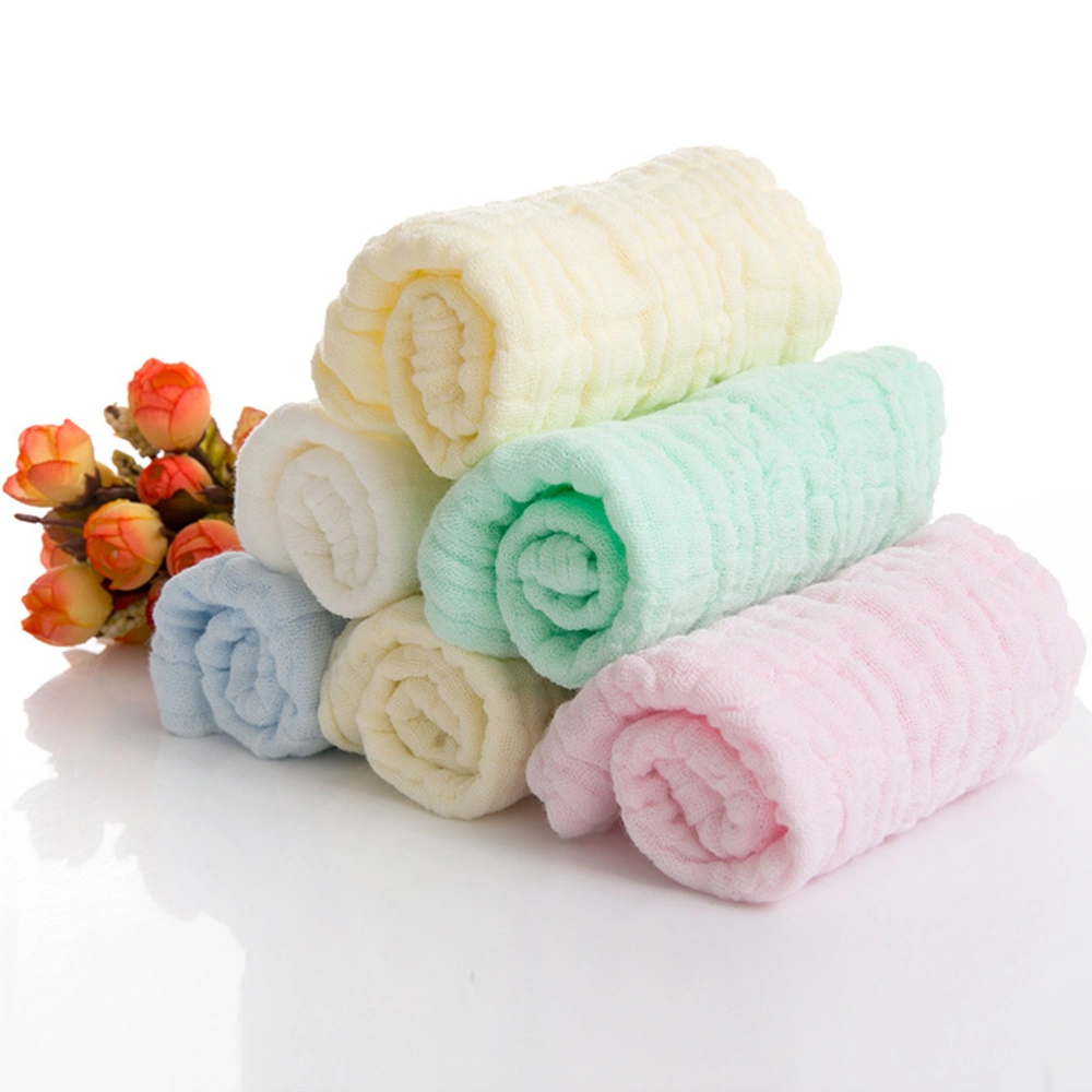 6Pcs Baby Saliva Towels Multi-function Gauze Kerchief Face Towel Cotton Handkerchief Random Color