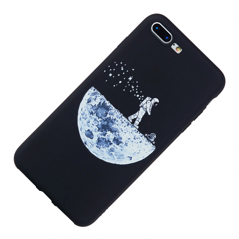 Color Embossment Subtle Patterns Dual-use Anti-collision Anti-scratch Grind Arenaceous Feeling TPU Phone Case for Iphone 7 Plus/8 Plus (Fixing the Moon)