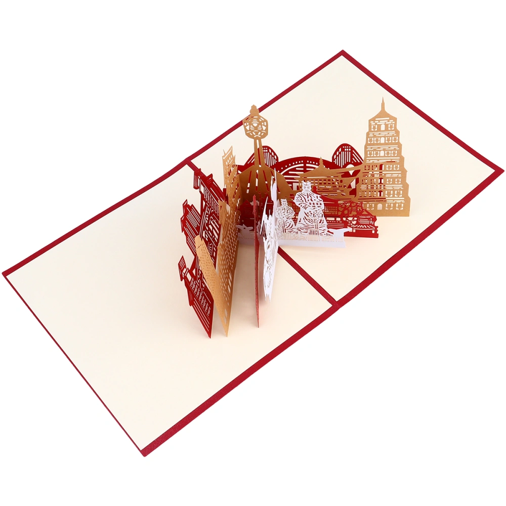 1 Pc Durable Paper Blessing Exquisite Gift 3D Festive (Red)