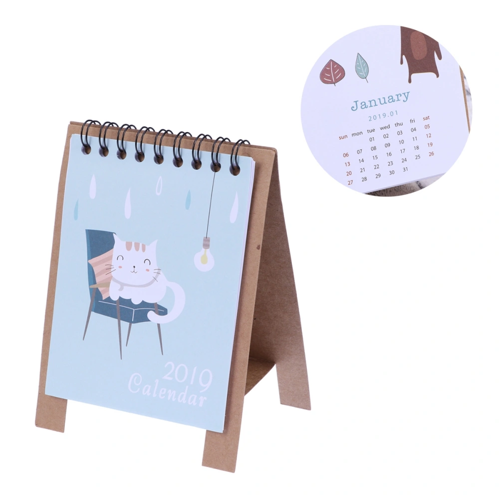 Lovely Table Calendars Fresh Cartoon Animals Series Mini Desk Calendars (Cat)