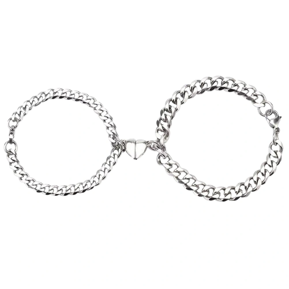 2Pcs Magnetic Couple Bracelets Heart Matching Bracelet Lover Gifts for Women Men