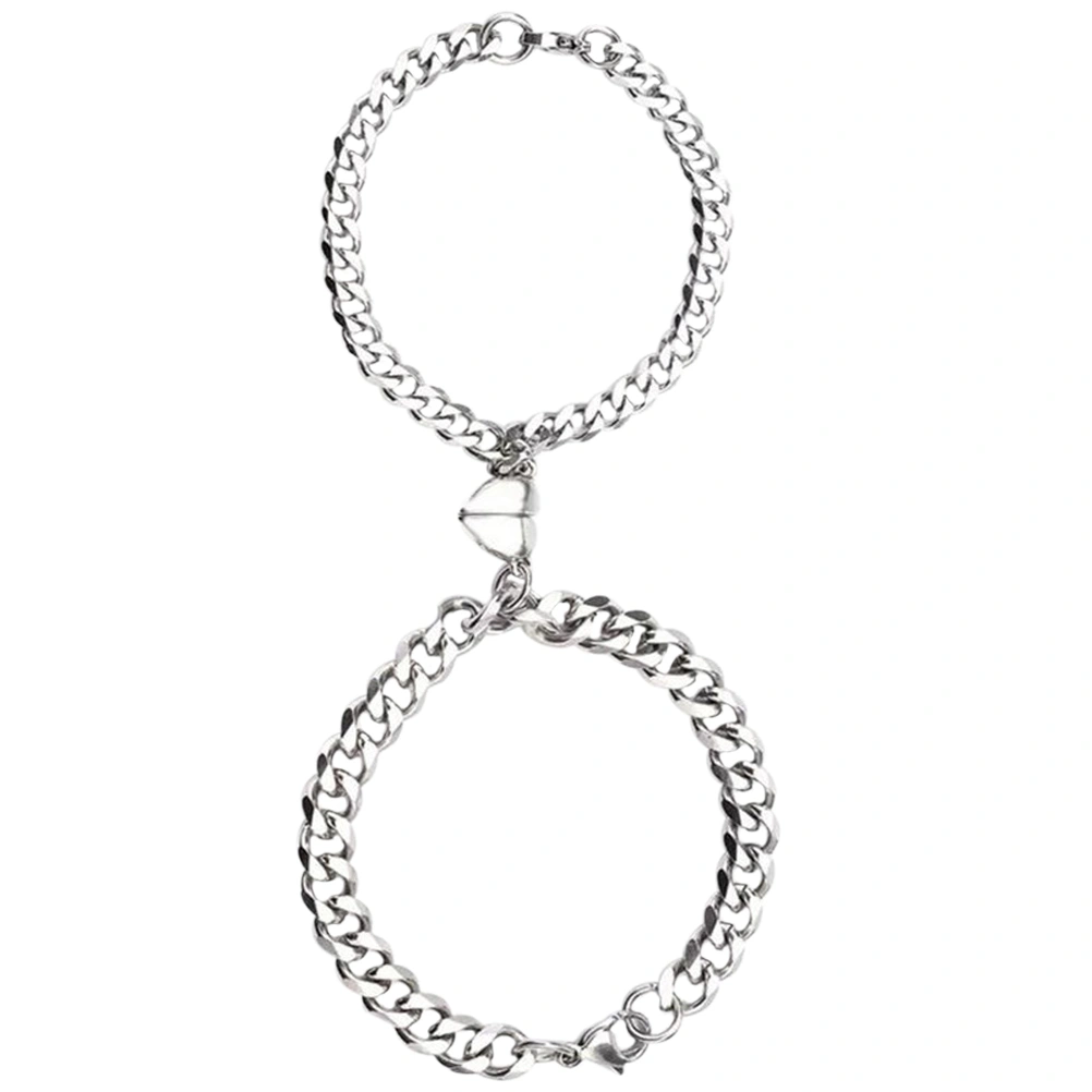2Pcs Magnetic Couple Bracelets Heart Matching Bracelet Lover Gifts for Women Men