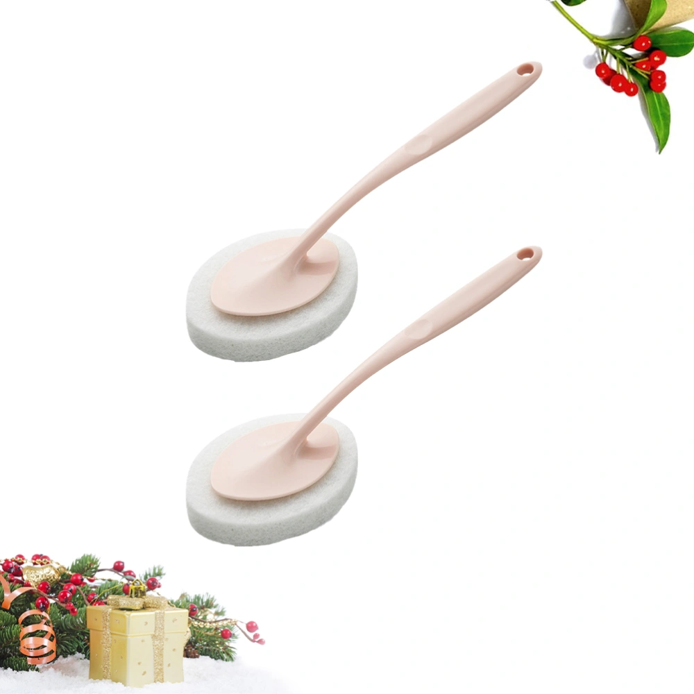 2pcs Multifunction Cleaning Brush Bath Sponge Brush Durable Cleaning Tools Sponge Wiper for Kitchen Bathroom Home (Pink)