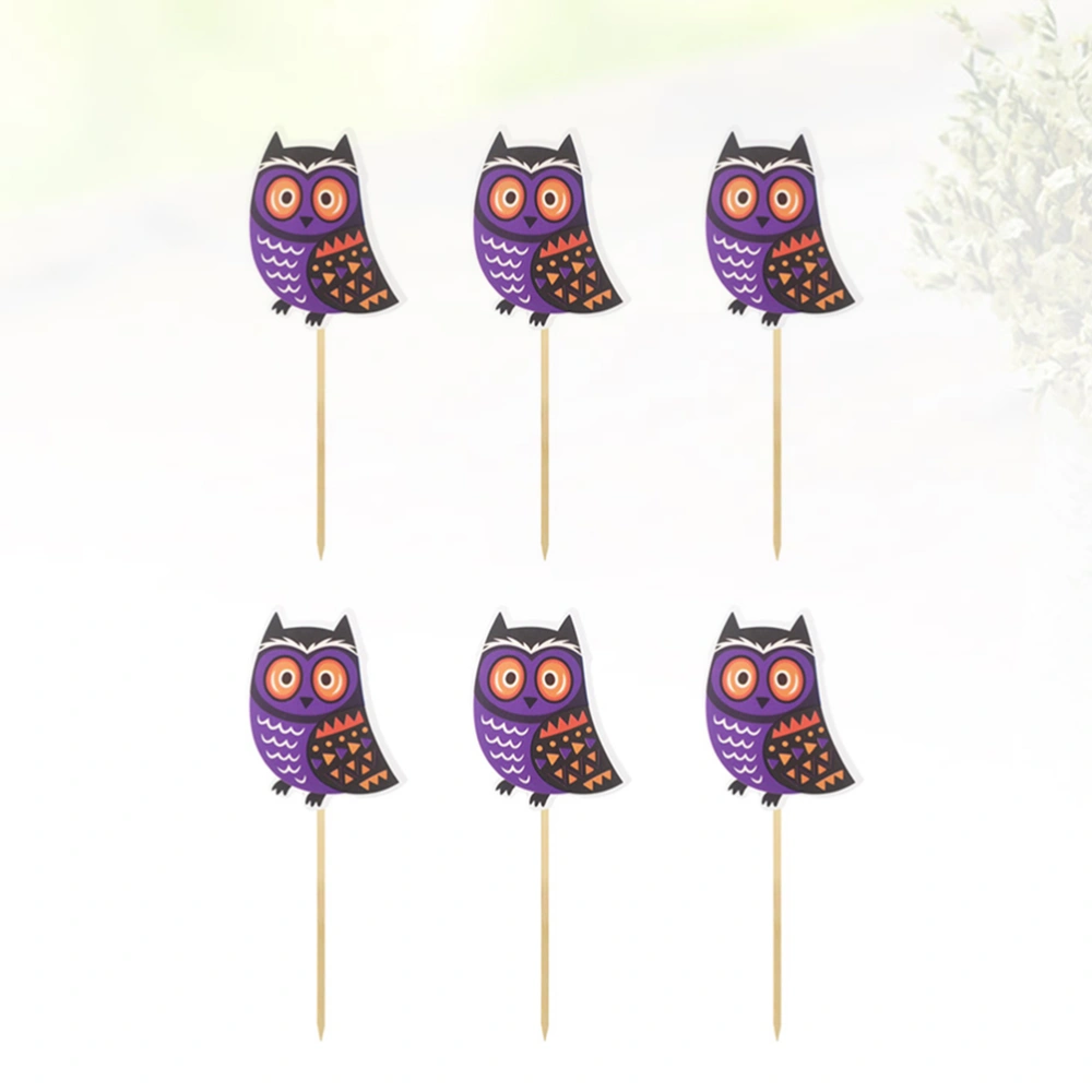 24 Pcs Halloween Cake Toppers Unique Owl Shape Cake Picks Fruit Picks Cupcake Dessert Toppers Halloween Ghost Festival Favors