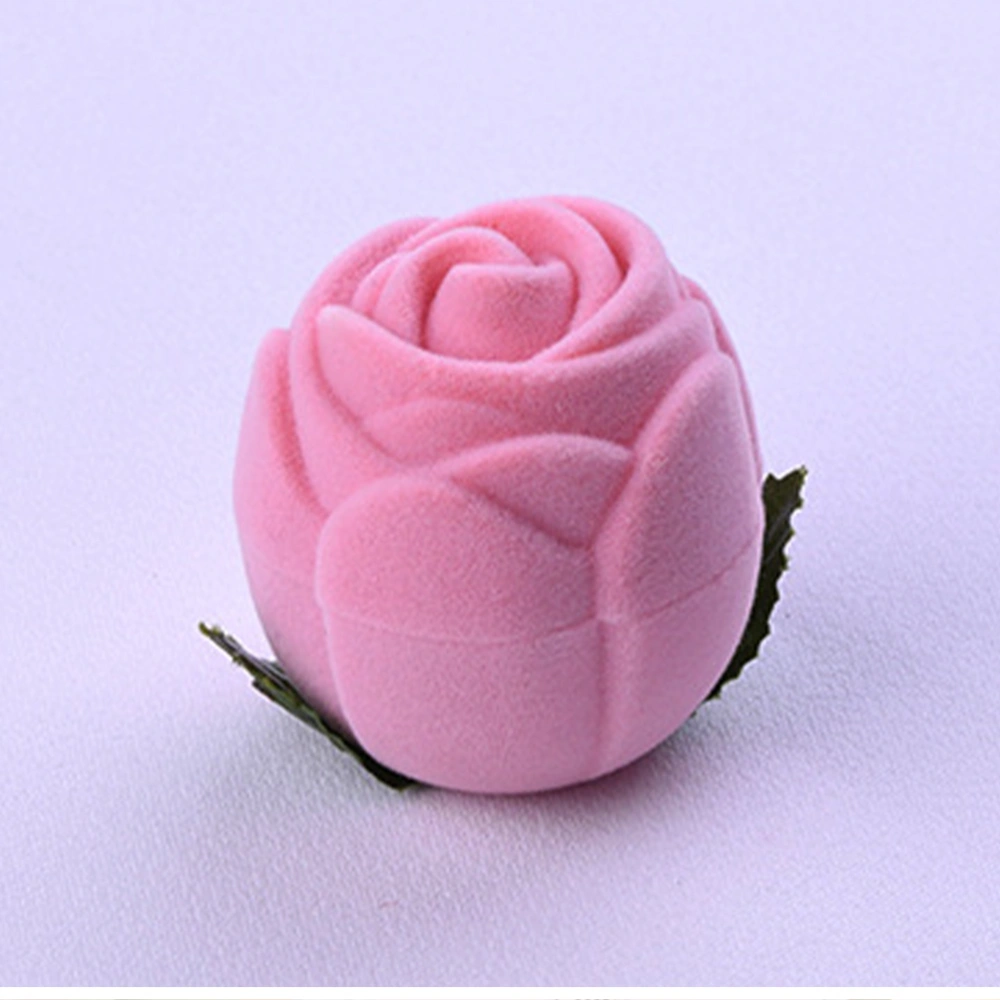 1PC Stylish Jewelry Box Rose Shape Ring Stud Earrings Box Creative Jewelry Storage Box (Pink)