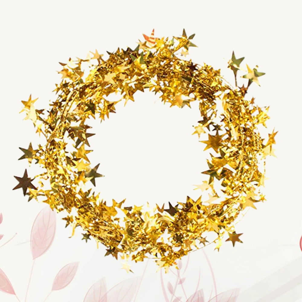 Creative Shiny Attractive Tinsel Christmas Star Garlands Wreaths for Decoration Golden