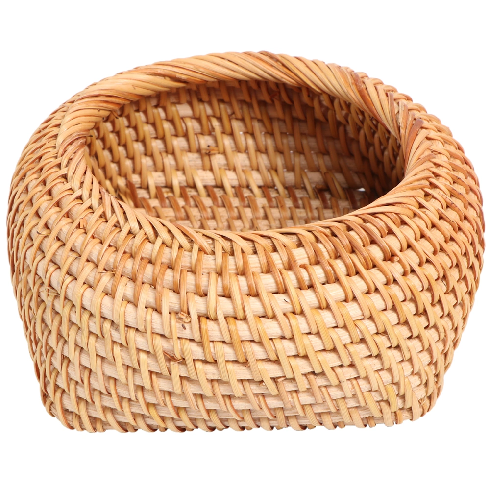 1PC Rattan Woven Storage Box Portable Tea Cake Storage Basket Delicate Rattan Knitting Storage Box Sturdy Tea Set Accessories Lightweight Rattan Woven Jewelry Box Household Rattan Plate for Home Use Size S