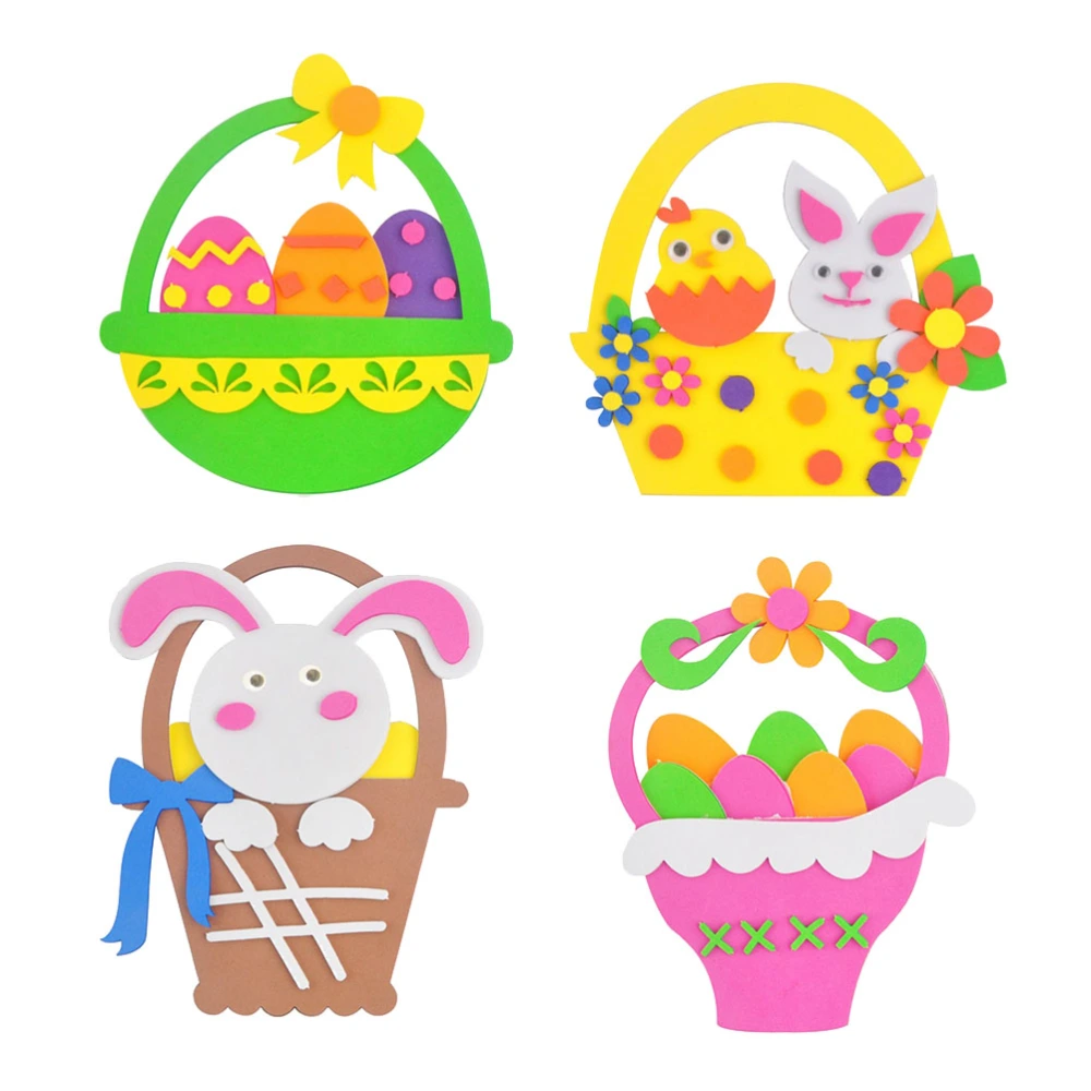 4PCS Easter DIY Material Kit Creative Handmade Cartoon DIY Flower Basket Easter Egg Material for Kids Kindergarten  (Random Style)