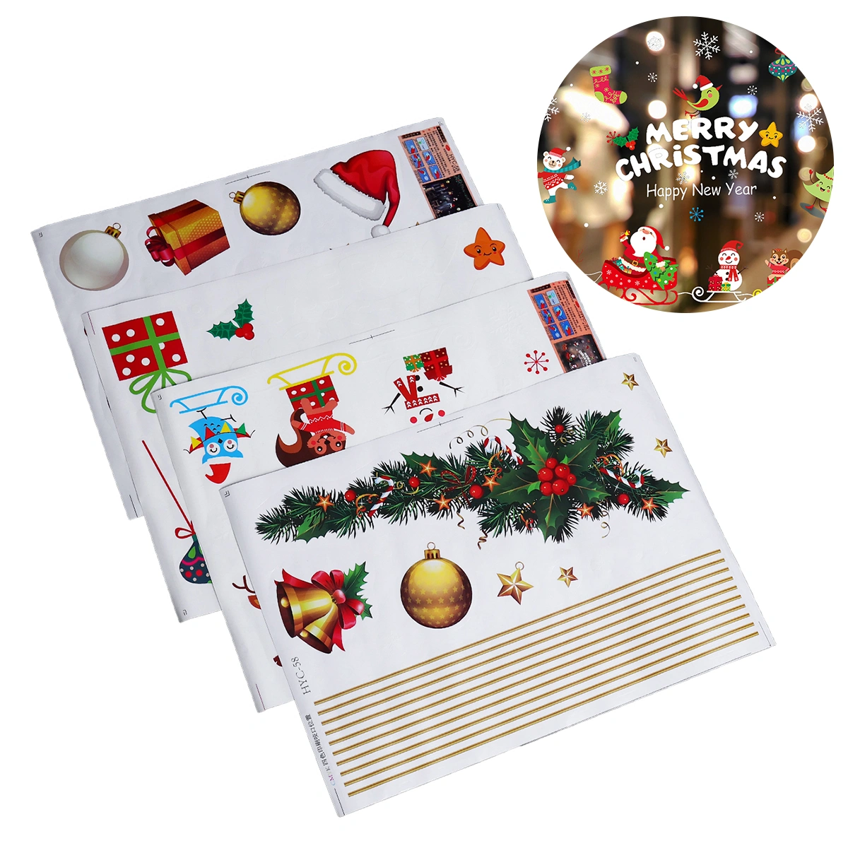 2 Sets DIY Merry Christmas Window Static Clings Removable Window Glass Stickers