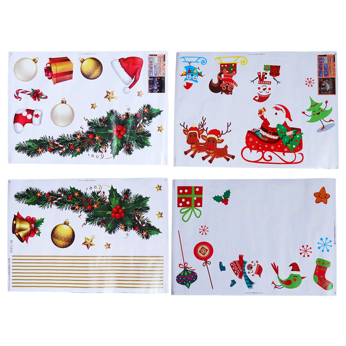 2 Sets DIY Merry Christmas Window Static Clings Removable Window Glass Stickers