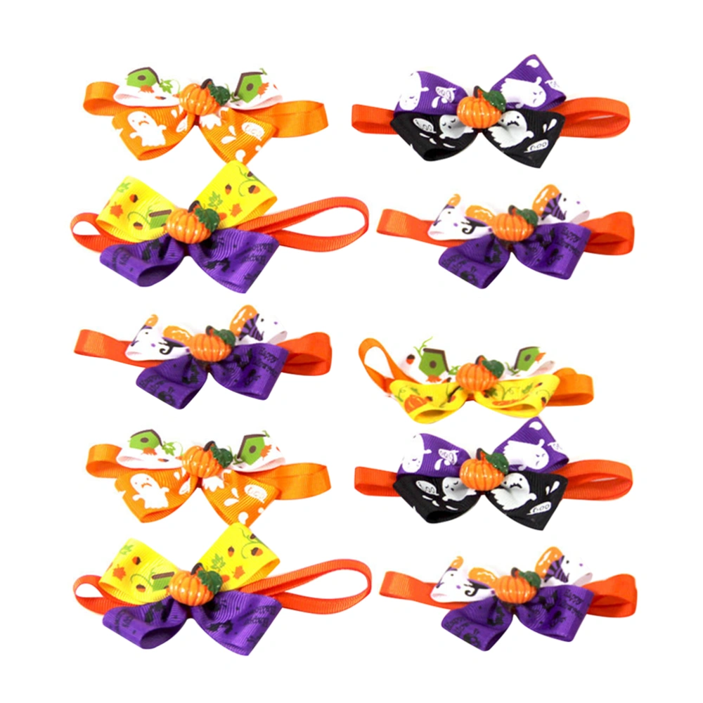 10pcs Pet Halloween Bowknot Collar Pet Cat Tie Pet Supplies for Daily Party Random Style