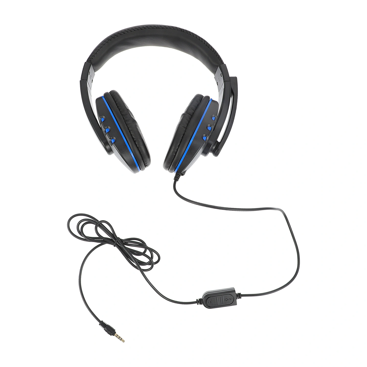 3.5mm Noise Reduction Headset Wired Control Headphones Compatible for PS4 Pro PS4 Slim (Blue)