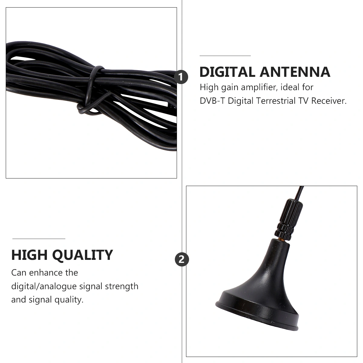 Digital 5DBi DVB-T TV Antenna Freeview Aerial HDTV Strong Signal Booster (Black)