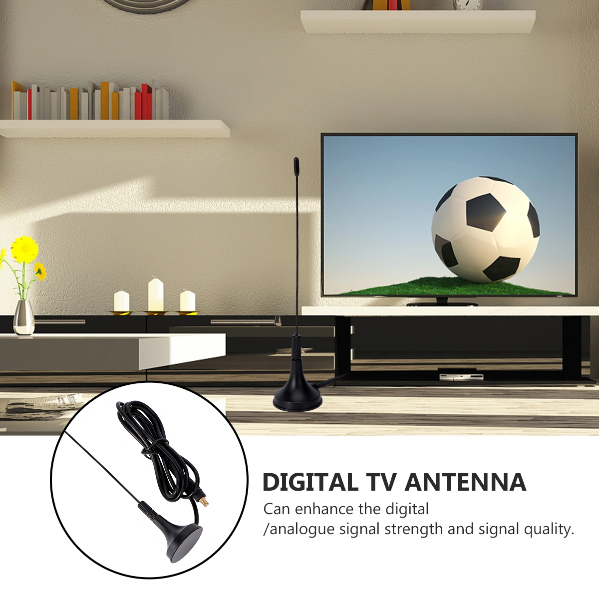 Digital 5DBi DVB-T TV Antenna Freeview Aerial HDTV Strong Signal Booster (Black)