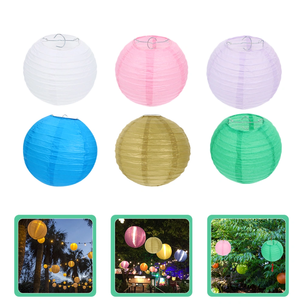 6pcs Round Paper Lanterns Chinese Lanterns Party Decoration for Wedding Festival