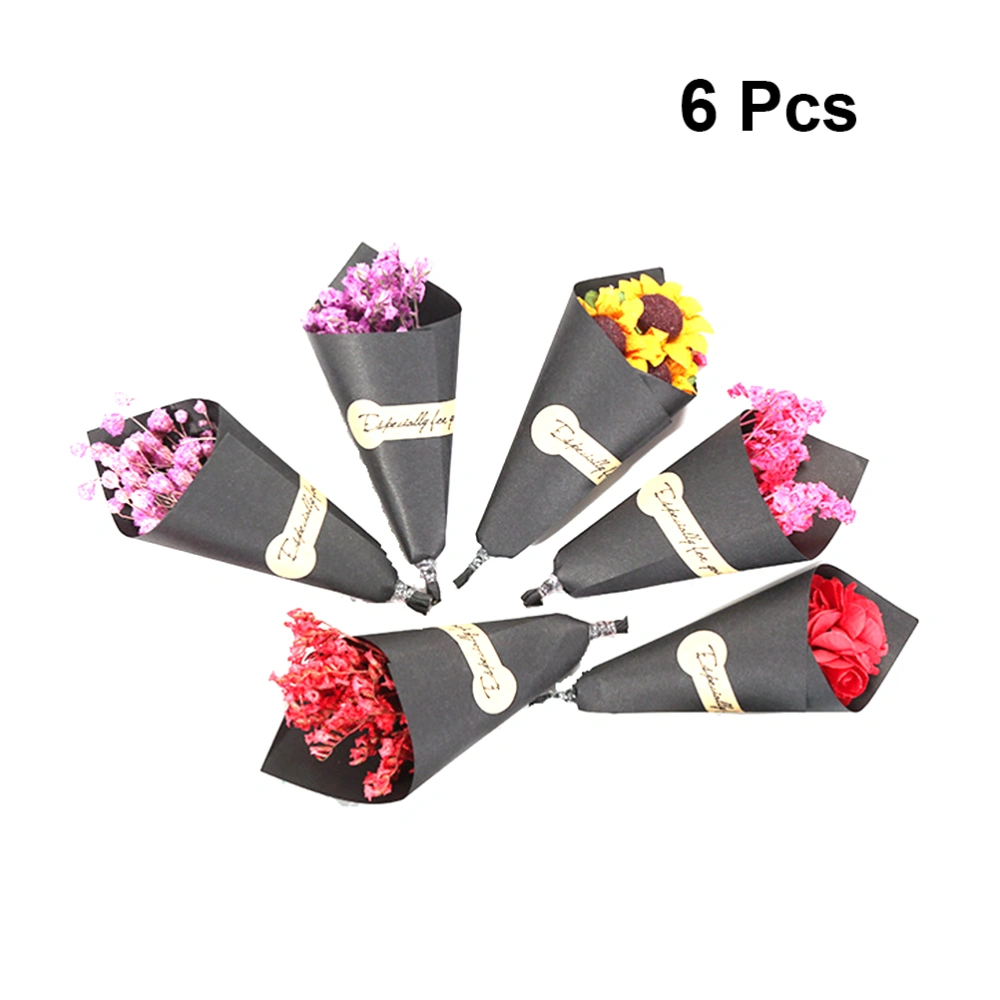 6pcs Valentine's Day Gift Decoration Dried Flower Bouquet Photo Prop Flower Ornament (Random Style)