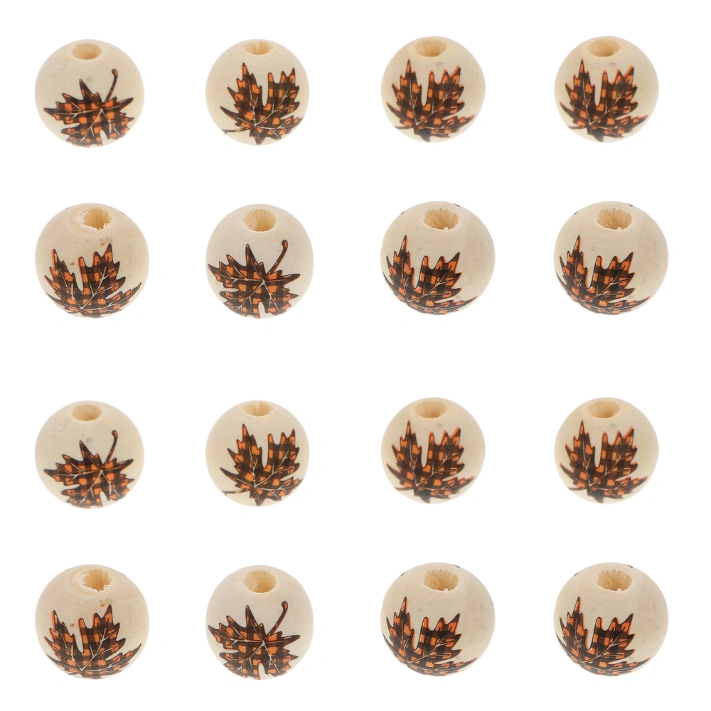 30pcs Decorative Color Wooden Beads Maple Plaid Wood Beads DIY Beads Combination