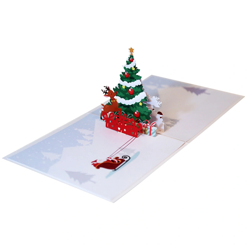 2pcs 3D Deer Christmas Tree Greeting Christmas Themed Up Cards Merry Christmas for Christmas Holiday with Envelope