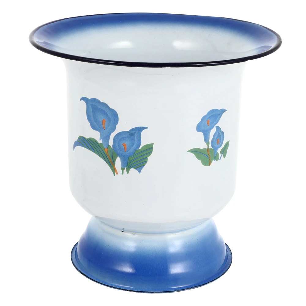 1pc Vintage Enamel Spittoon Chinese Enamel Spittoon Traditional Vintage Spittoon (White)