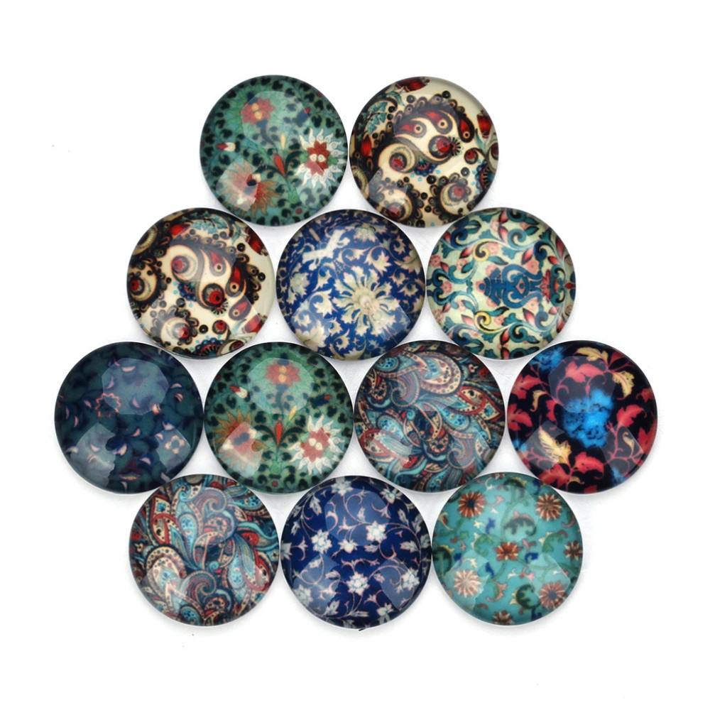 20PCS DIY Jewelry Making Accessories Ethnic Style Glass Patch Time Glass Patch Circular Hemisphere Jewelry Material for Jewelry Crafts Making Mixed Style Colorful Size 14MM