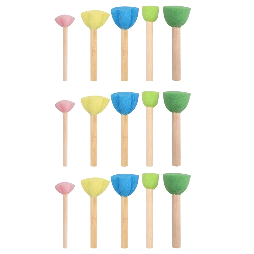 15pcs Diy Sponge Stampers Sponge Brushes Kids Painting Stamps Kids Painting Supplies