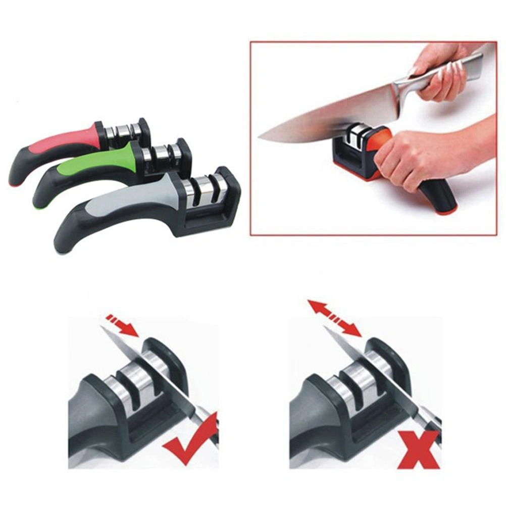 Premium Two Stages Manual Sharpener with Non-slip Sponge Mats and Ergonomic Design - Green