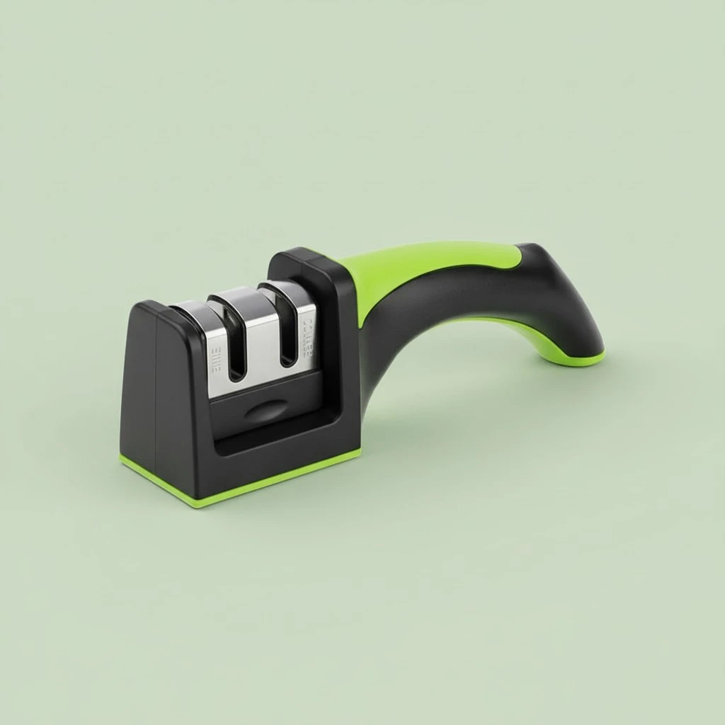 Premium Two Stages Manual Sharpener with Non-slip Sponge Mats and Ergonomic Design - Green