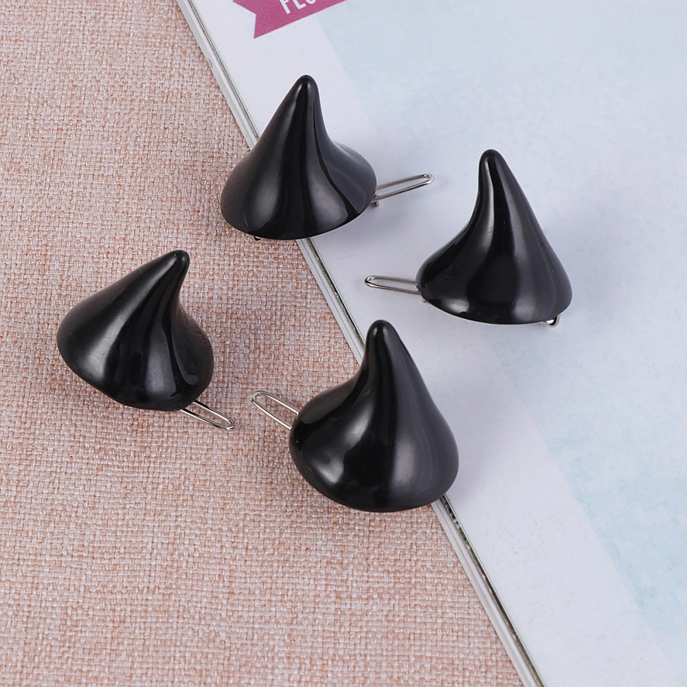 4Pcs Fashion Devil Horn Hair Clips Children Headwear Hairpins For Halloween Party Hair Accessories（Black）