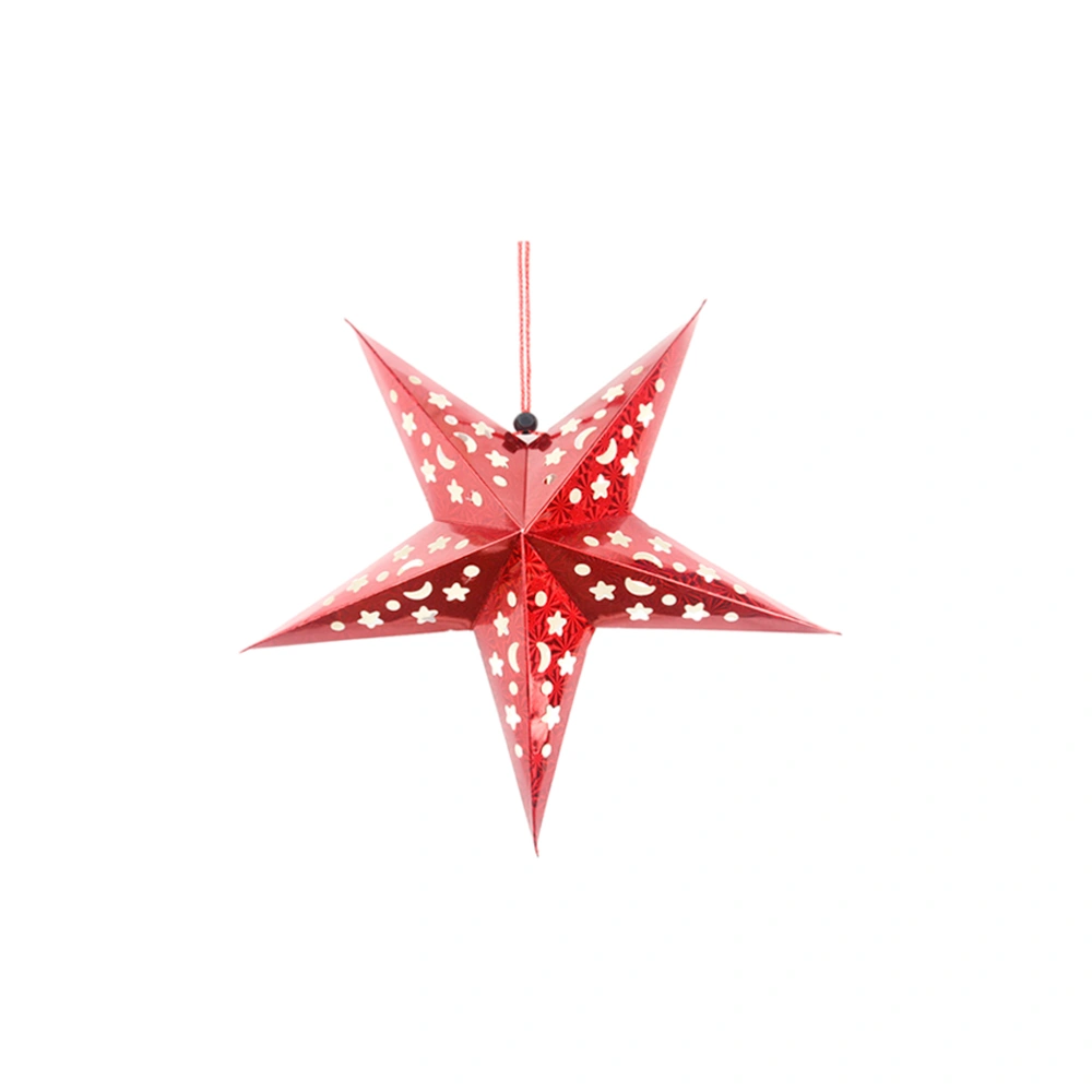 2pcs Paper Star Hanging Ornament 3D Star Pendant Condole Decorative Props (1pc 45cm Red, 1pc 45cm Blue)