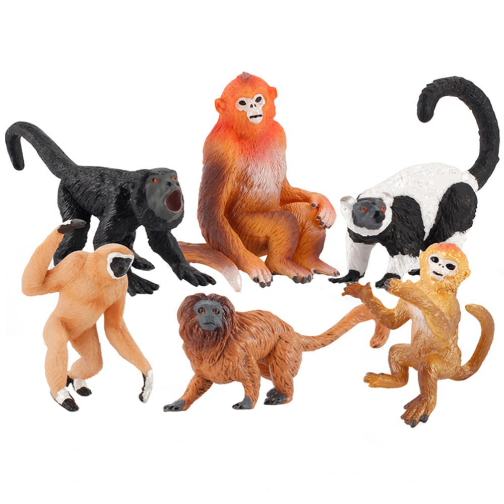 6PCS Solid Static Golden Monkey Kids Science Education Cognitive Monkey Models