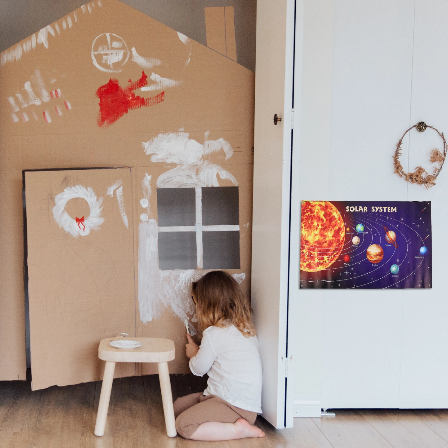 Educational Solar System Science Poster Outer Space Wall Art Painting Decor