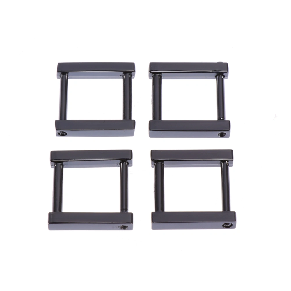 4 Pcs Small Size Black Luggage Accessories Shoulder Strap Adjustment Ring Metal Rectangular Buckles for Bags Belt