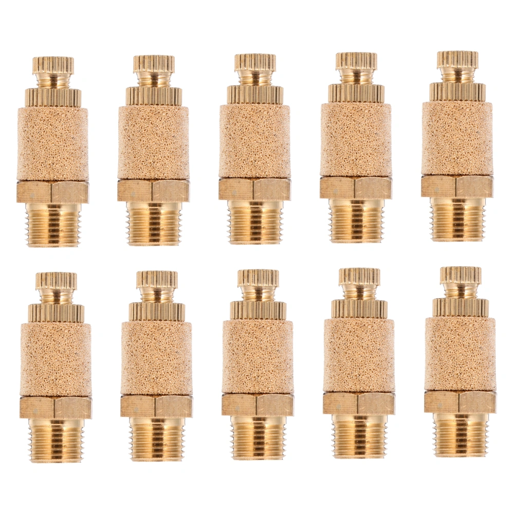 10pcs Pneumatic Muffler G1/8 Male Thread Pneumatic Silencer Brass Exhaust Muffle