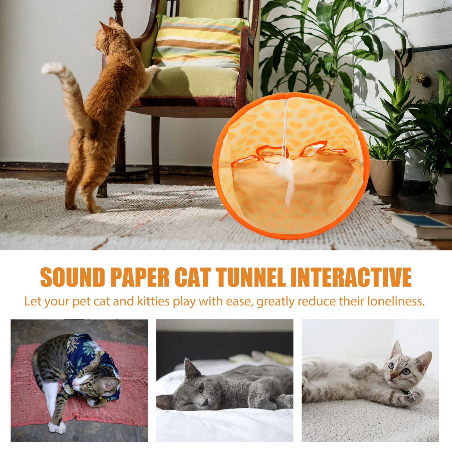 Cat Tunnel Toy Interactive Cat Tunnel Bed Foldable Cat Tunnel Lovely Pattern Cat Toy
