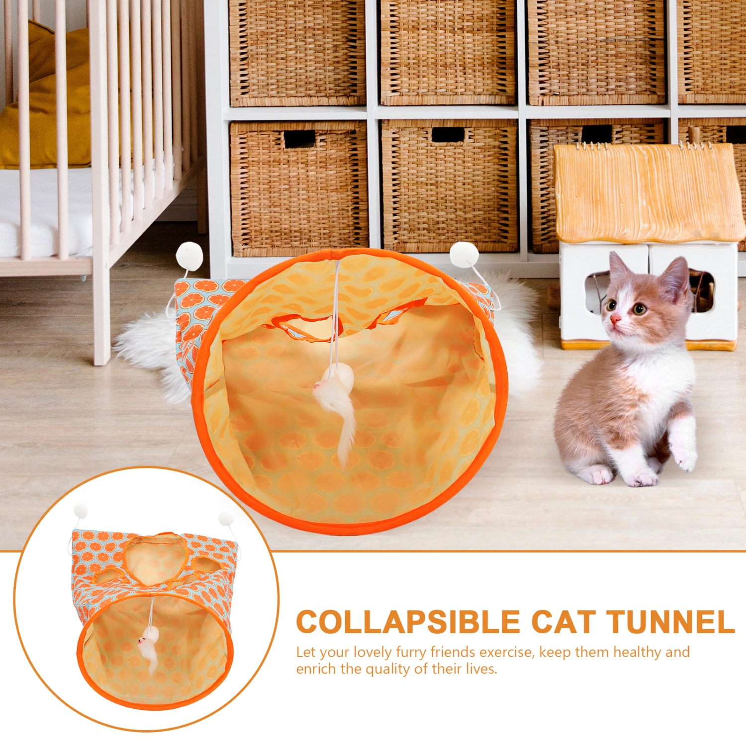 Cat Tunnel Toy Interactive Cat Tunnel Bed Foldable Cat Tunnel Lovely Pattern Cat Toy