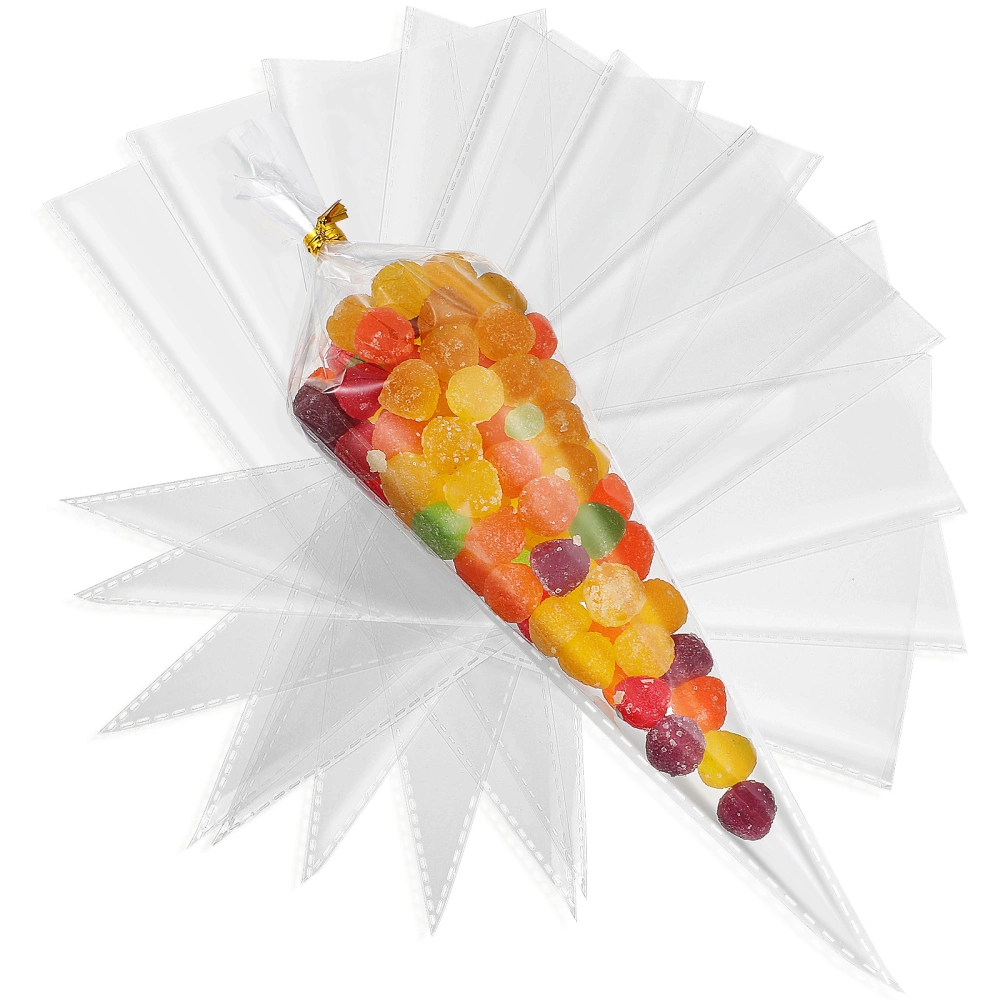 1Set Cone Clear Cellophane Packaging Bags Candy Bags Cellophane Packing Bags with Ties