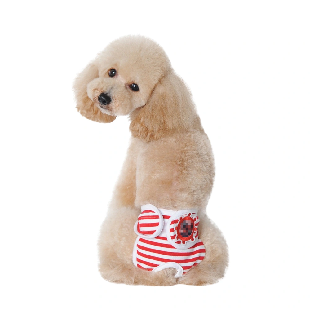 Pet Safety Pants Adjustable Stripe Pattern Pet Menstruation Pants Dog Diaper Sanitary Physiological Pants for Female Dog (Red-L) 